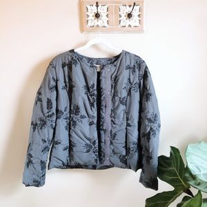 Coldwater Creek Embroidered Puffer Jacket Charcoal